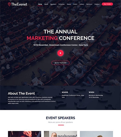 TheEvent – Free Event and Conference Bootstrap Template