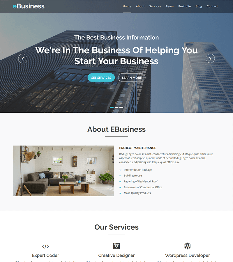 eBusiness Bootstrap Corporate Template